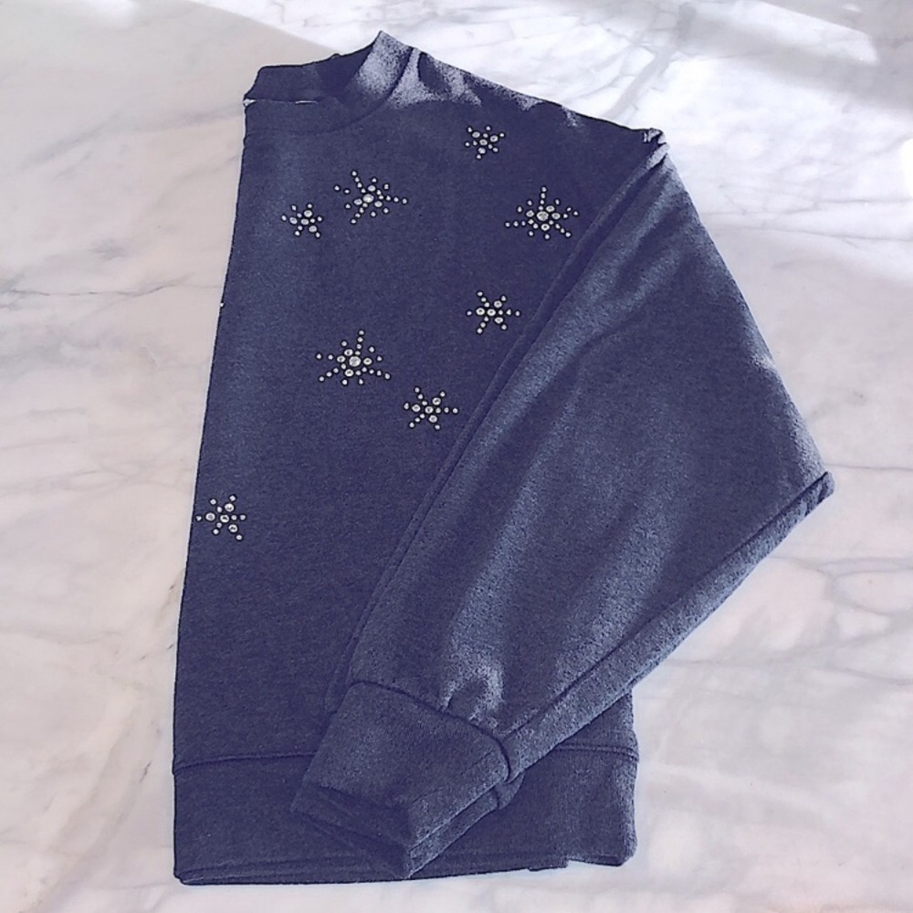 Gap Crystal Embellished Pullover Gray Sweatshirt - Picture 3 of 6